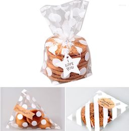 Cadeau cadeau 10/20pcs plat cellophane traiter sac cookie bonbons biscuits sacs dot stripe cuisson paquet anniversaire fête de mariage décor