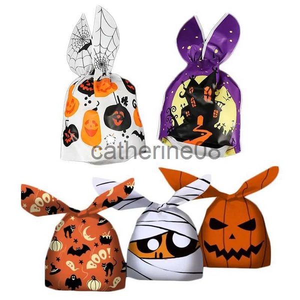 Geschenkverpakking 10/20 stuks Halloween Snoepzakken Konijnenoor Plastic Zak Voor Kinderen Geschenk Koekjes Koekjes Dessert DIY Verpakkingsbenodigdheden Bakken Decor x1007