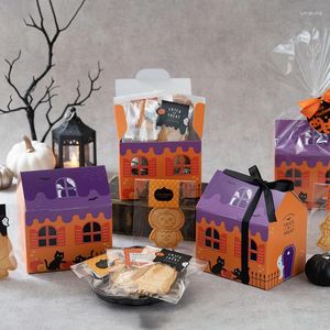 Cadeau cadeau 10 / 20pcs Halloween House Candy Box Nougat Cookies Creative Favor Cuisson Emballage Couleur Happy Party Fournitures
