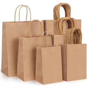Emballage cadeau 10/20pcs sacs en papier kraft avec poignées sacs-cadeaux petits sacs en papier pour sacs de faveur de fête blanc marron sacs à provisions pour petites entreprises 230704