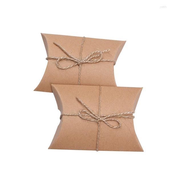 Enveloppe cadeau 10 / 20pcs mini kraft en papier oreiller forme de bonbons boîtes de bonbons de mariage fête d'anniversaire de mariage décoration bricolage