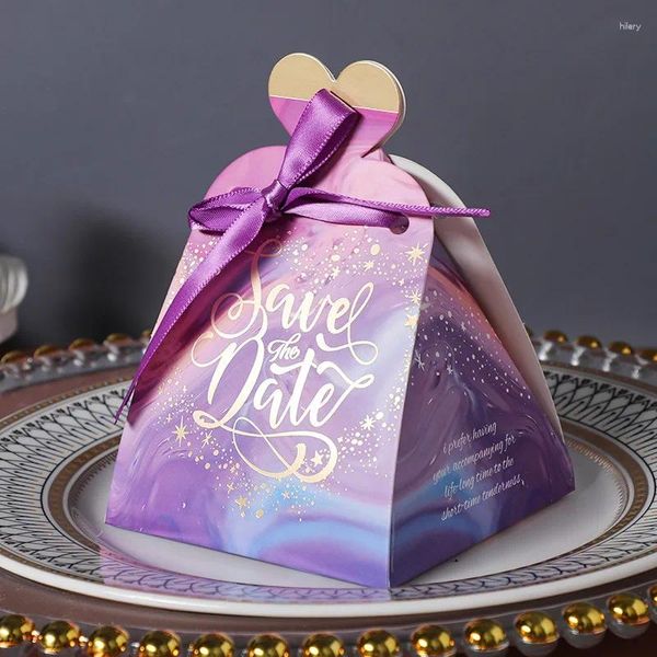 Regalos de regalos 10/20pcs Party Boded Boded Cajas con cinta de chocolate Treat Box Bag Baby Shower Cumpleaños S