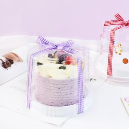 Emballage cadeau 10/20 ensembles petit 4 pouces rond Transparent boîte gâteau/Mousse emballage noël fête de mariage gâteau conteneur titulaire cadeau