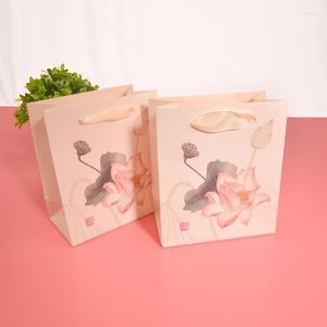Gift Wrap 10/30 % Retro Art Bag Birthday Party Lotus Flower Creative Tote Jewelry Festival Packaging For Guest