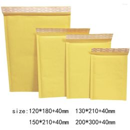 Emballage cadeau 10 paquets d'enveloppes d'emballage d'expédition sac de papier kraft rembourré résistant à l'humidité bulle jaune anti-pression auto-scellant