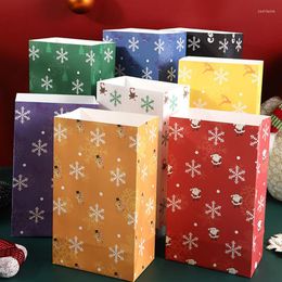 Geschenkwikkeling 10 PCS Kerstmis Papieren zak Flat Pocket Santa Elk Gingerbread Man Biscuit Candy Food Cookie Bread