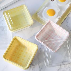 Geschenkomschakeling 10 PCS CREAM RETRO CAKE DOOS Handgeschilderd Olieverfschilderij Bento Picnic Plastic