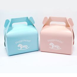 Geschenkwikkeling 10 pc's schattige houten paardencake eten inpakdoos kerstcadeau -doos container benodigdheden koekjes pack tas jaar feest snoepbox 230306