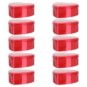 Geschenkverpakking 10 stuks hartvormige blikken doos snoep container bruiloft festival geval blik decoratieve decoratie verpakking leeg