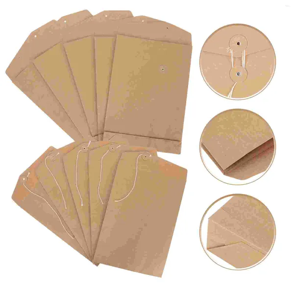 Cadeau cadeau 10 pcs portefeuille de papier kraft A4 enveloppe attache fichier document pochette support organisateur