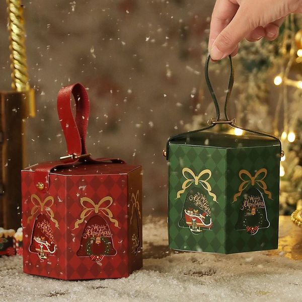 Cadeau cadeau 10 pcs / lot boîte hexagonale créative réveillon de Noël exquis portable petite boîte-cadeau emballage de bonbons boîte de papier 231214