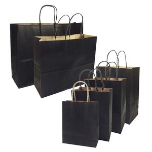 Emballage cadeau 10 pièces/lot sacs-cadeaux avec poignées sacs en papier noir haut de gamme multifonctions 6 tailles sac de protection de l'environnement recyclable 220913