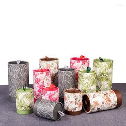 Geschenkwikkeling 10 pc's/lot Paper container kartonnen buis voor thee moer voedsel bloem zwart ambacht opslag lege doosverpakking