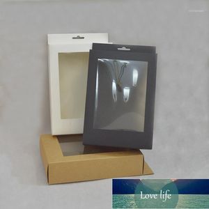 Cadeau cadeau 10 pcs boîte de papier avec fenêtre emballage noir blanc personnalisé pour l'affichage kraft packaing1