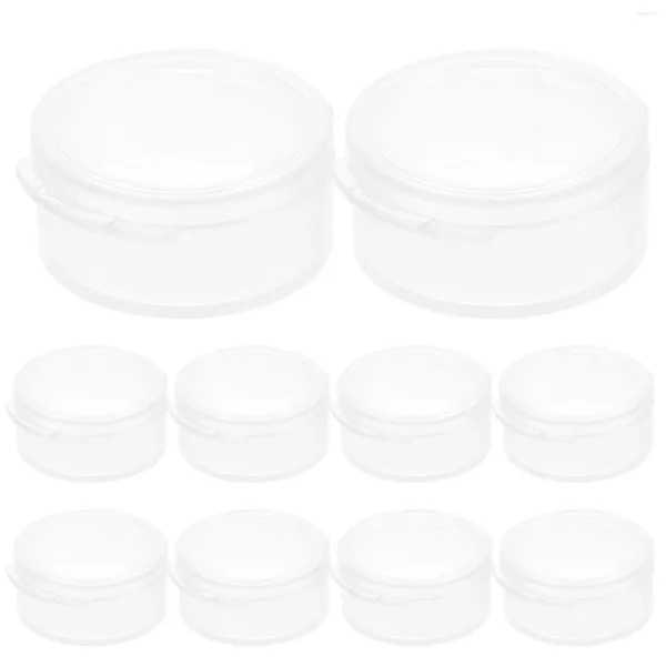 Emballage cadeau 10 pièces boîte en plastique Mini boîtes de couverture de stockage couvercles clair rond bouchon d'oreille étui pot perle organisateur conteneur écouteurs