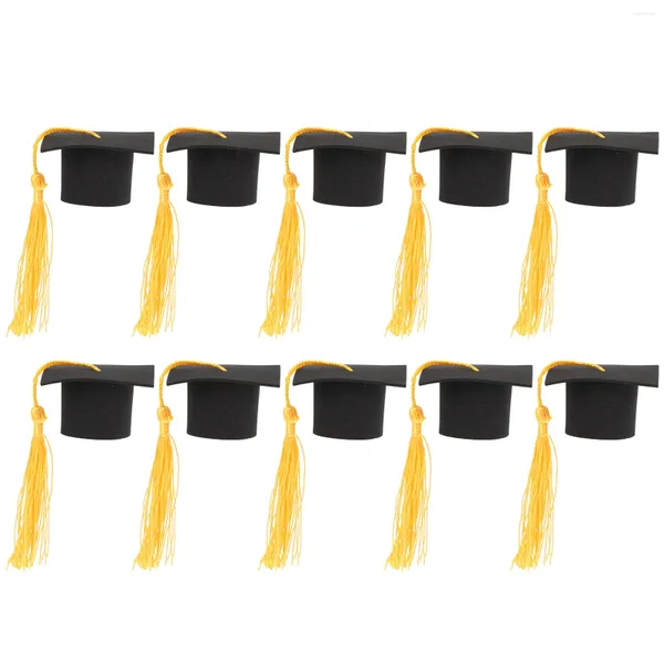 Cadeau cadeau 10 pcs décorations de graduation rouge mini chapeau de baccalauréat papier artisanat éponge casquettes topper figurine diplômée