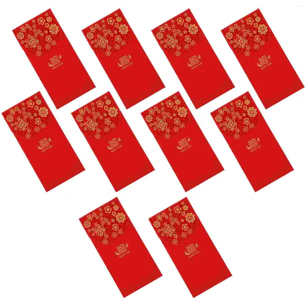 Cadeau cadeau 10 pcs sacs à main rouges année enveloppe creuse paquets chinois enveloppes d'argent de poche papier