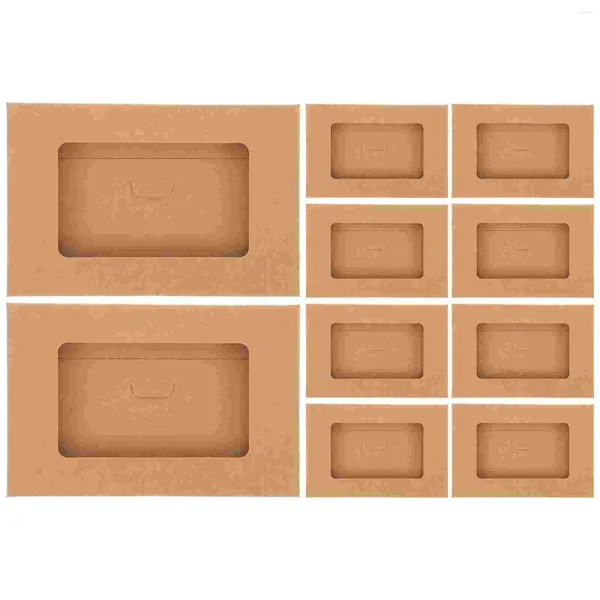 Cadeau cadeau 10 pcs fenêtre enveloppe boîte de stockage conteneur carte postale sacs d'emballage boîtes en papier emballage kraft case