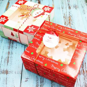 Emballage cadeau 10 pièces / lot boîte à gâteaux de Noël 4 cupcakes emballage carton carré nougat chocolat festival fournitures de fête
