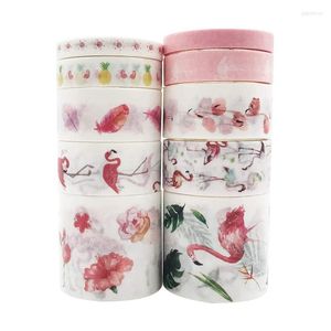 Geschenkwikkeling 10 Rolls Washi Tapes Set Flamingo Hand Account Diary Decor Scrapbook Stickers Diy Crafts Supplies