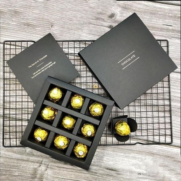 Emballage cadeau 10 ensemble élégant boîte en papier chocolat Saint-Valentin or noir Design mariage noël anniversaire emballage de bonbons