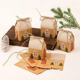 Cadeau cadeau 10 ensembles boîtes d'emballage de Noël bonbons dragées sac en papier pour l'année arbre de Noël chocolat biscuit emballage décor de fête