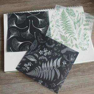 Envoltura de regalo 10 hojas Línea de flores blancas y negras Diseño de dibujo Artesanía Etiqueta de papel Decoración Scrapbooking DIY Uso de fondo