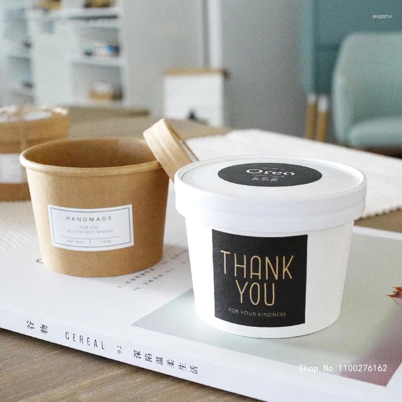 Present Wrap 10 Waterproof Paper Cups Packaging Ice Cream Mousse Dessert Box för festivalfest Favor Packing Desserts Cookie Boxes