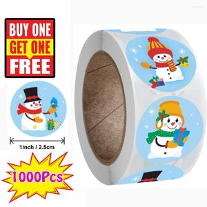 Geschenkwikkeling 100-1000 pcs Kerst Snowman-vormstickers Pegatinas Navidad Noel Adesivos Natale Vintage Scrapbooking Cute Sticker for Kids