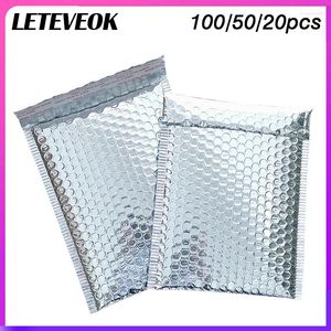 Cadeaupapier 100/50/20 Stuks Gealuminiseerd Zilver Bubble Mailer Gewatteerde Mailing Enveloppen Poly Voor Verpakking Self Seal tassen