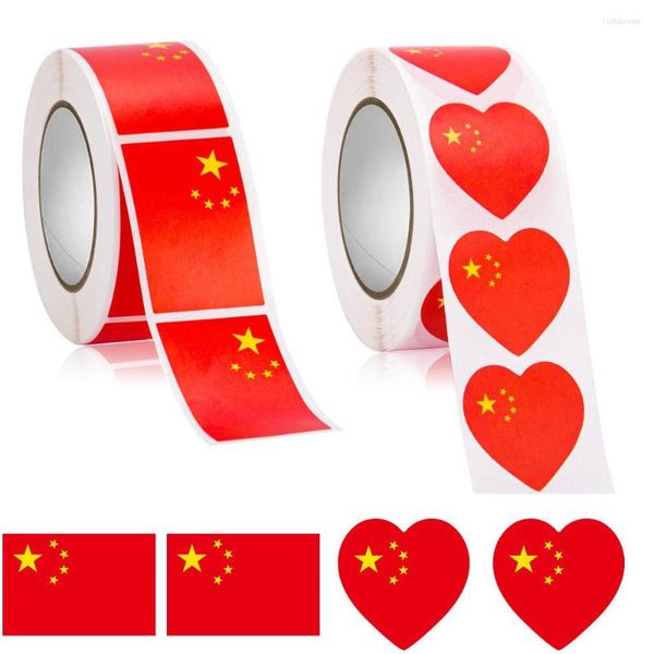 Papel de regalo 100-500 Uds. Pegatinas de bandera de China Etiquetas removibles Pegatinas S suministros para desfiles Festival Internacional chino