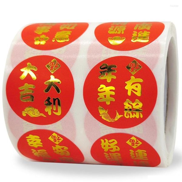 Emballage cadeau 100-500pcs année souhaite autocollants prospérité et richesse autocollants bonne chance Pegatinas pour le festival du printemps chinois 2023