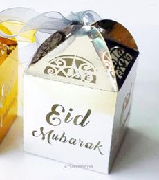 Enveloppe cadeau 100 / 50pcs Eid Mubarak Box Sac d￩cor Moon Muslim Islamic Festival Candy Boxes Happy Al-Fitr Packaging