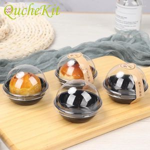 Cadeau cadeau 100 / 50sets clair transparent gâteau de lune boîte d'emballage de cupcake boîte de fête de mariage de Noël paquet de jaune d'oeuf conteneur de bouffée