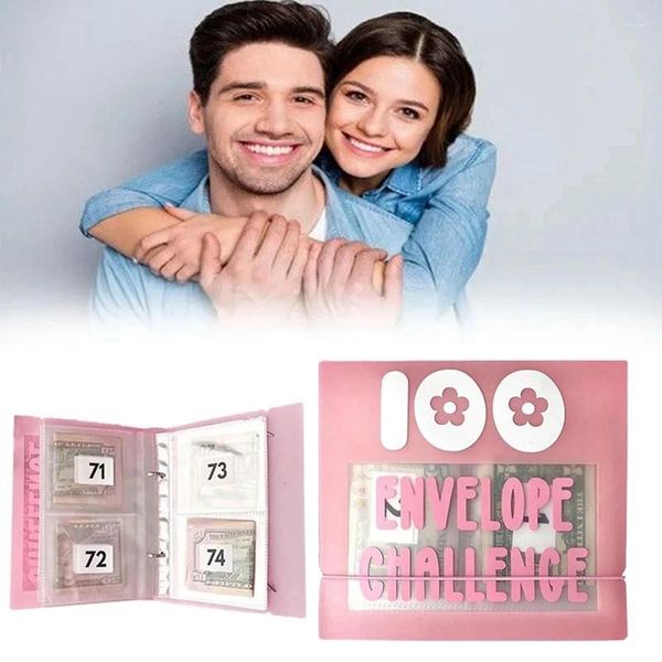 Envoltura de regalo 100 sobres Almacenamiento de carpetas de ahorro de dinero para el kit de desafío como libro