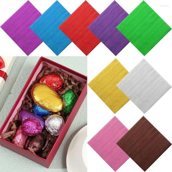 Emballage cadeau 100 pièces bonbons couture étain alimentaire couleur dorée cuisson papier d'emballage papier d'aluminium chocolat paquet