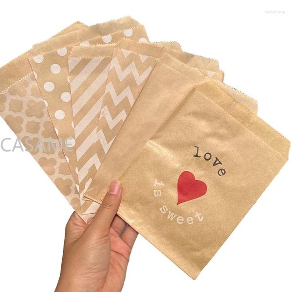 Enveloppe-cadeau 100 PCS Sacs en papier d'arbre de Noël Kraft Craft Decoration Decoration Emballage Migne Guest Sac Mariage Anniversaire