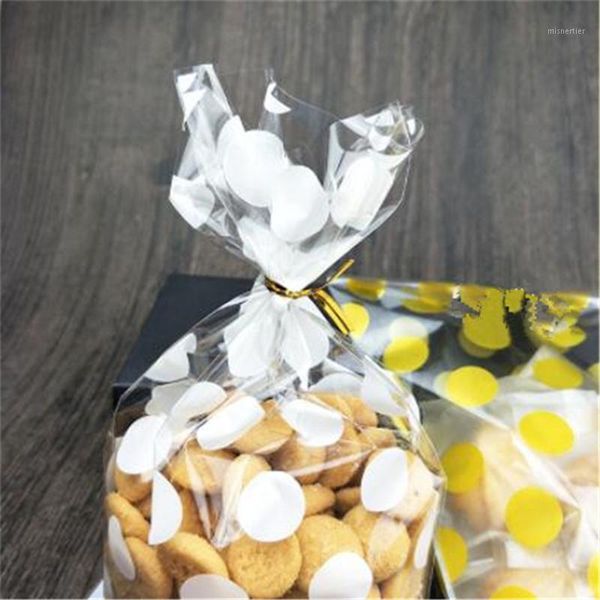 Emballage cadeau 100 Pcs/lot sac à pois blancs biscuits sacs de bricolage pour la fête de noël bonbons emballage de savon fait à la main