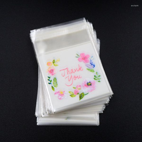 Emballage cadeau 100 pièces/lot écrire merci plastique Transparent Cellophane cuisson bonbons Cookie sac pour mariage fête d'anniversaire