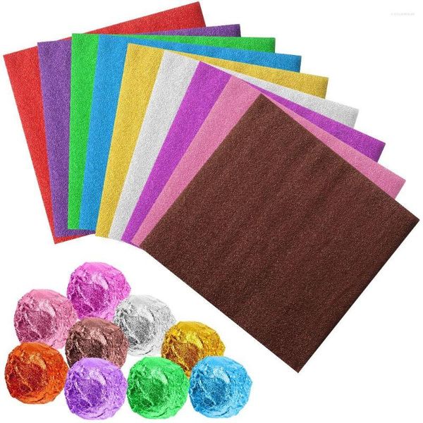 Papel de regalo 100 Uds Metal repujado DIY para hornear lata dorada paquete de decoración de alimentos envoltura de papel papel de aluminio caramelo Chocolate