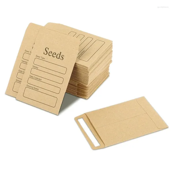 Enveloppe-cadeau 100 PCS enveloppes en plastique 3,54 x 2,36 pouces Brun Kraft Paper Seed Paquets