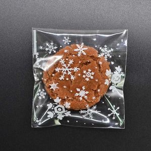 Cadeauverpakking 100 stuks Sneeuwvlok Kerst Plastic Snoep Koekje Koekjes Verpakking Zak Zelfklevende Geschenkzakjes Voor Thuis Bruiloft Verjaardag
