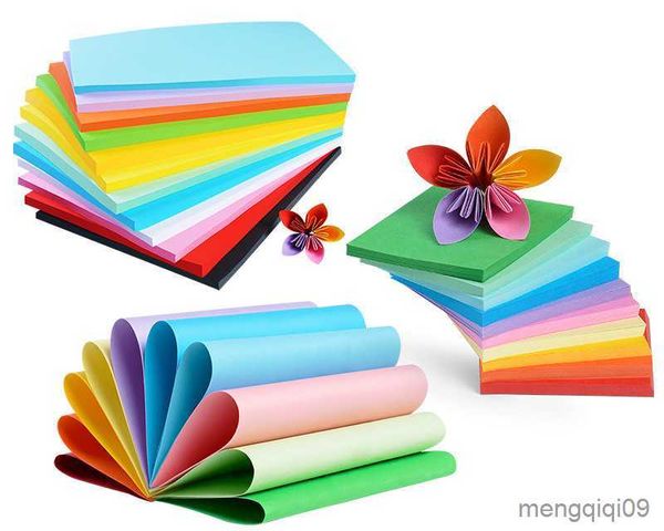 Envoltura de regalo 100 piezas de 10 colores conjunto pequeño de cartón cuadrado de colores brillantes de papel de cartón de jardín de infantes de niños de origen de origami de bricolaje a mano R230814