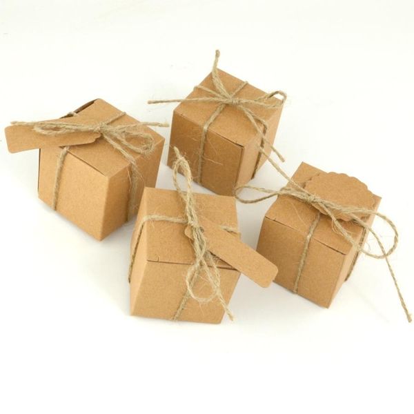 Papel de regalo 100 piezas Color puro Papel Kraft Caja de embalaje cuadrada Pastel para hornear Postre Caja de embalaje Pequeña bolsa de papel para envolver regalos 230316
