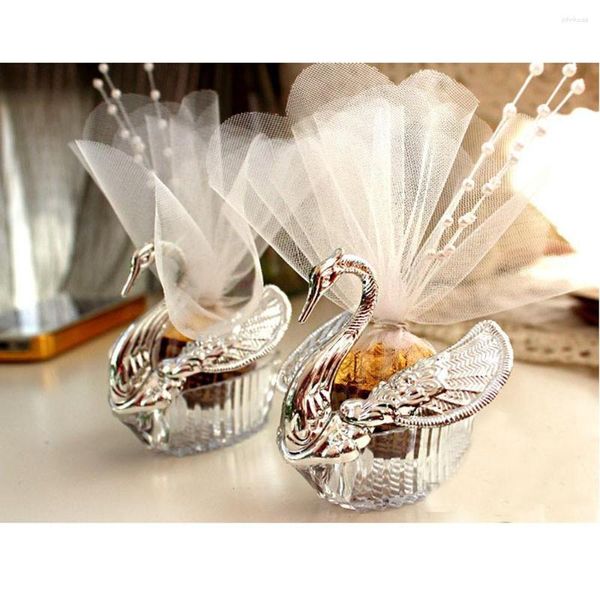 Cadeau cadeau 100 pièces boîtes de faveur de mariage de cygne / cadeau créatif selfdom bomboniere boîtes de bonbons avec voile décorer poire