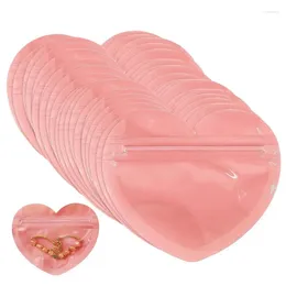 Emballage cadeau 100 sacs auto-scellants coeur rose sac de rangement à fermeture éclair pour bijoux à bricoler soi-même boucles d'oreilles bracelet emballage pochette d'emballage