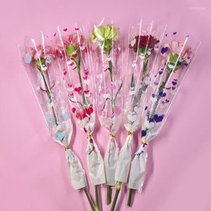 Emballage cadeau 100 petits coeurs simple Rose sac oeillets Simple plastique Transparent coeur fleur fête boîte décorative
