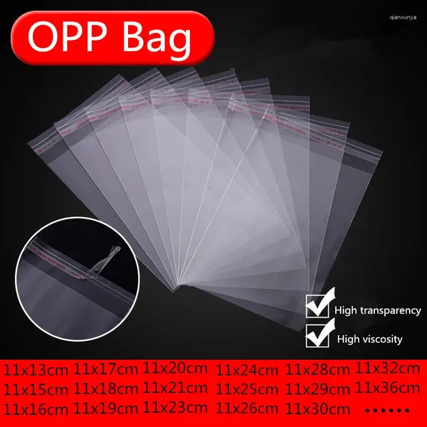 Enveloppe-cadeau 100 sacs en plastique transparents OPP pour la sucette de bonbons emballage de biscuit de coussins