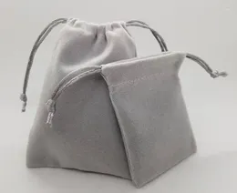 Enveloppe cadeau 1000pcs Sacs de velours gris