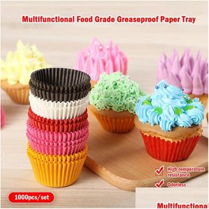 Cadeau Wrap 1000pcs Mini Taille Chocalate Papier Doublures Cuisson Muffin Gâteau Tasses Formes Cupcake Cas Solide Couleur Plateau Moule Goutte Deli Dhi0W